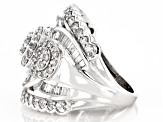 Pre-Owned White Diamond 10k White Gold Cluster Ring 2.00ctw