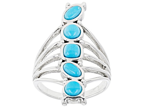 Pre-Owned Blue Mixed Shape Sleeping Beauty Turquoise Sterling Silver Ring