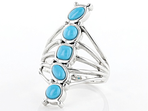 Pre-Owned Blue Mixed Shape Sleeping Beauty Turquoise Sterling Silver Ring