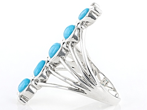Pre-Owned Blue Mixed Shape Sleeping Beauty Turquoise Sterling Silver Ring