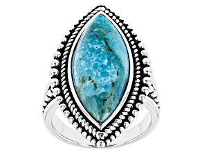 Pre-Owned Blue Marquise Composite Turquoise Sterling Silver Ring