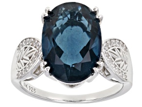 Pre-Owned Blue Fluorite Rhodium Over Sterling Silver Ring 6.50ctw