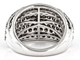 Pre-Owned Champagne And White Diamond 10k White Gold Crossover Wide Band Ring 4.00ctw