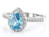Pre-Owned Blue Zircon Platinum Over Sterling Silver Ring 1.85ctw