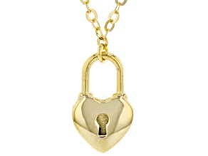 Pre-Owned 10K Yellow Gold Heart Lock Flat Rolo Necklace