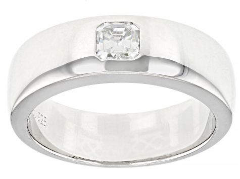 Pre-Owned Moissanite platineve mens solitaire ring .49ct DEW.