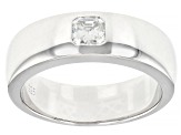 Pre-Owned Moissanite platineve mens solitaire ring .49ct DEW.