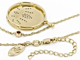 Pre-Owned White Cubic Zirconia & Red Lab Ruby 14k Yellow Gold Over Sterling Silver Lotus Flower Pend