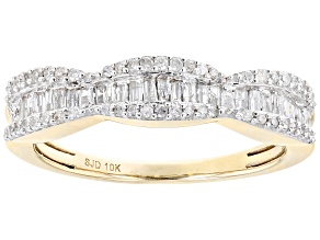 Pre-Owned White Diamond 10k Yellow Gold Band Ring .50ctw