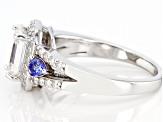 Pre-Owned Moissanite and tanzanite platineve ring 2.11ctw DEW