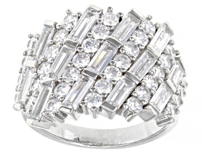 Pre-Owned White Cubic Zirconia Rhodium Over Sterling Silver Ring 6.56ctw