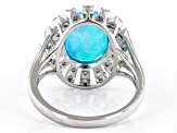 Pre-Owned Paraiba Blue Color Opal Rhodium Over Sterling Silver Ring 2.60ctw