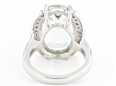 Pre-Owned Green Prasiolite Rhodium Over Sterling Silver Ring 11.38ctw