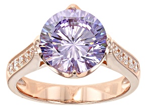 Pre-Owned Purple And White Cubic Zirconia 18k Rose Gold Over Silver Ring 7.08ctw