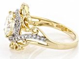 Pre-Owned strontium titanate and white zircon 18k yellow gold over silver solitaire ring 2.