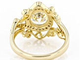 Pre-Owned strontium titanate and white zircon 18k yellow gold over silver solitaire ring 2.