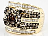 Pre-Owned Champagne and White Diamond 10k Yellow Gold Center Design Ring 2.40ctw