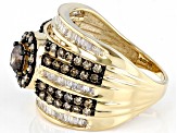 Pre-Owned Champagne and White Diamond 10k Yellow Gold Center Design Ring 2.40ctw
