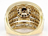 Pre-Owned Champagne and White Diamond 10k Yellow Gold Center Design Ring 2.40ctw