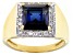 Pre-Owned Blue Lab Created Sapphire 18k Yellow Gold Over Sterling Silver Men's Ring 3.84ctw