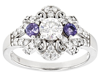 Picture of Pre-Owned Moissanite And Tanzanite Platineve Center Design Ring .80ctw DEW.