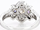 Pre-Owned Moissanite And Tanzanite Platineve Center Design Ring .80ctw DEW.