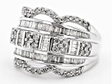 Pre-Owned White Diamond 10k White Gold Wide Band Ring 1.50ctw