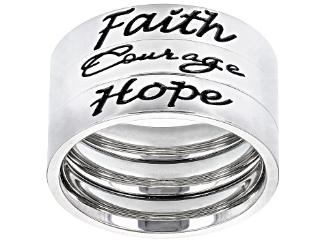 Pre-Owned Silver Tone, Faith, Courage & Hope,  Set of 3 Rings