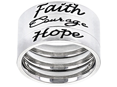 Pre-Owned Silver Tone, Faith, Courage & Hope, Set of 3 Rings
