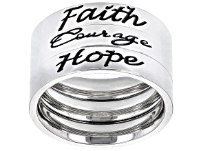 Pre-Owned Silver Tone, Faith, Courage & Hope,  Set of 3 Rings
