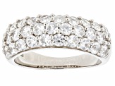 Pre-Owned White Zircon Rhodium Over Sterling Silver Band Ring 2.90ctw