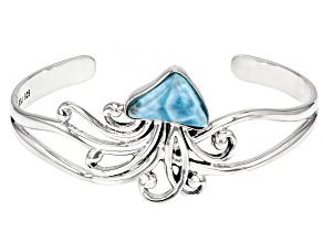 Pre-Owned Blue Larimar Sterling Silver Cuff Bracelet
