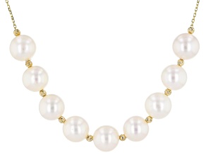 Pre-Owned White Cultured Freshwater Pearl 14k Yellow Gold 16 Inch Necklace