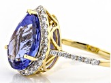 Pre-Owned Blue Tanzanite 18K Yellow Gold Ring 4.39ctw