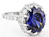 Pre-Owned Blue And White Cubic Zirconia Platinum Over Sterling Silver Ring 9.72ctw