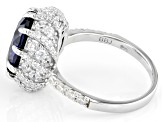 Pre-Owned Blue And White Cubic Zirconia Platinum Over Sterling Silver Ring 9.72ctw