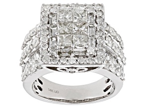 Pre-Owned White Diamond 14k White Gold Cluster Ring 4.00ctw