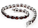 Pre-Owned Red Garnet Rhodium Over Sterling Silver Tennis Bracelet 16.20ctw