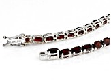 Pre-Owned Red Garnet Rhodium Over Sterling Silver Tennis Bracelet 16.20ctw