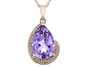 Pre-Owned Lavender Amethyst 10K Rose Gold Pendant With Chain 4.45ctw