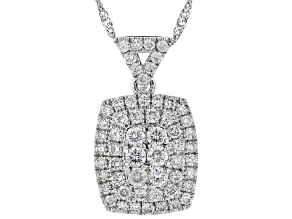 Pre-Owned White Lab-Grown Diamond 14K White Gold Cluster Pendant With 18" Singapore Chain 0.82ctw
