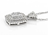 Pre-Owned White Lab-Grown Diamond 14K White Gold Cluster Pendant With 18" Singapore Chain 0.82ctw