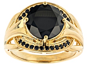 Pre-Owned Black Spinel 18K Yellow Gold Over Sterling Silver Ring 3.60ctw