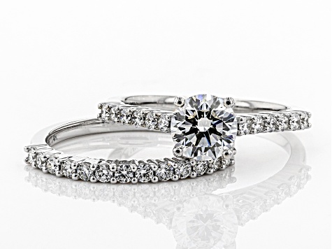 Pre-Owned White Lab-Grown Diamond 14K White Gold Engagement Ring With Matching Band 1.63ctw