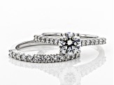 Pre-Owned White Lab-Grown Diamond 14K White Gold Engagement Ring With Matching Band 1.63ctw