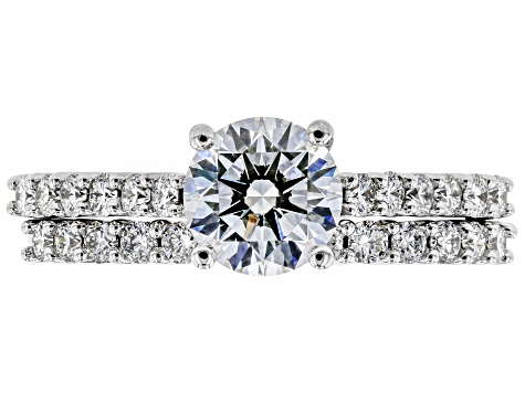 Pre-Owned White Lab-Grown Diamond 14K White Gold Engagement Ring With Matching Band 1.63ctw