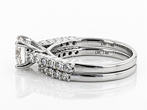 Pre-Owned White Lab-Grown Diamond 14K White Gold Engagement Ring With Matching Band 1.63ctw