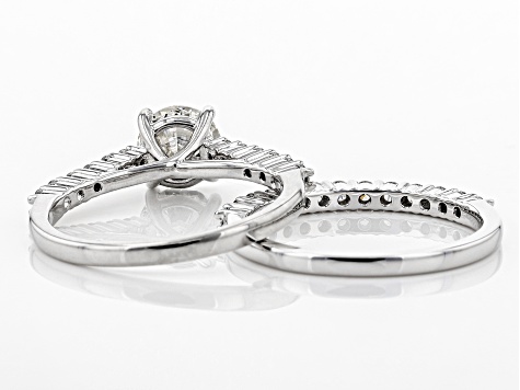 Pre-Owned White Lab-Grown Diamond 14K White Gold Engagement Ring With Matching Band 1.63ctw