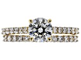 Pre-Owned White Lab-Grown Diamond 14K Yellow Gold Engagement Ring With Matching Band