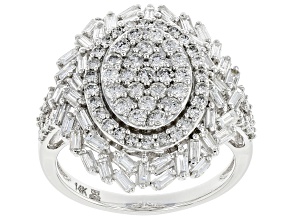 Pre-Owned White Diamond 14k White Gold Cluster Ring 1.50ctw